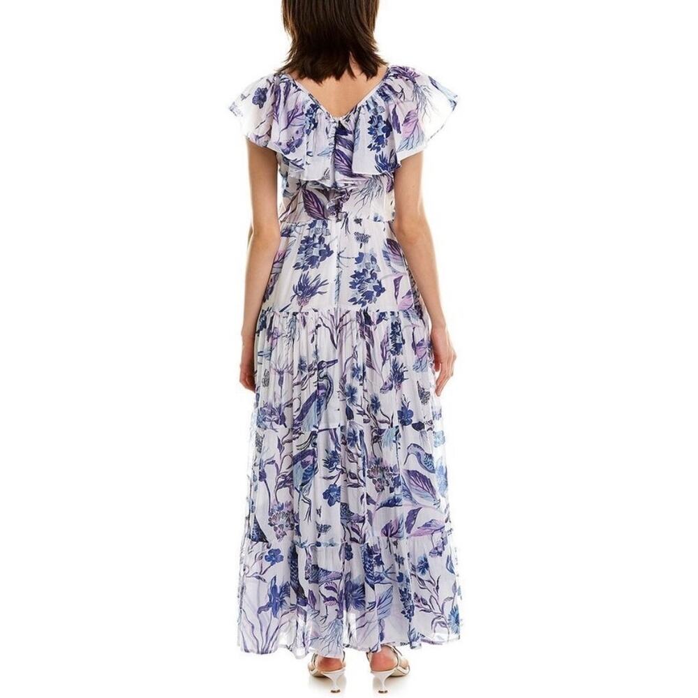 Banjanan Gladys Maxi Dress Botanical Floral Blue White Size Large - Picture 2 of 9
